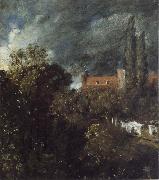 John Constable View into a Garden in Hampstead with a Red House beyond oil painting